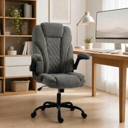 Rackhams Office Chair, Computer Desk Chair with Flip-up Armrest, Dark Grey - thumbnail 1