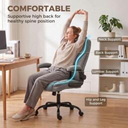 Rackhams Office Chair, Computer Desk Chair with Flip-up Armrest, Dark Grey - thumbnail 5