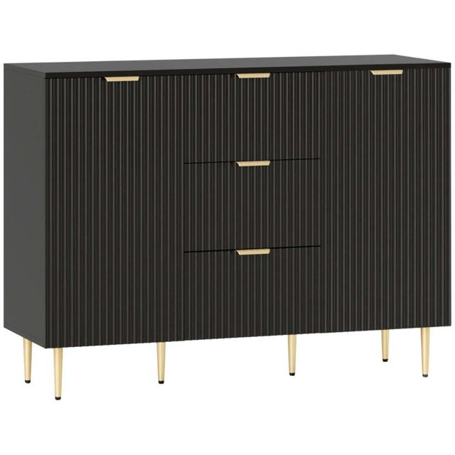 Rackhams 2-Door Sideboard with 3 Drawers and Adjustable Shelves - Black