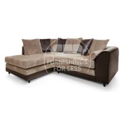 Rackhams Luca Mixed Fabric 4 Seater Corner Sofa - Scatter Back - Brown and Beige - Left Hand Facing