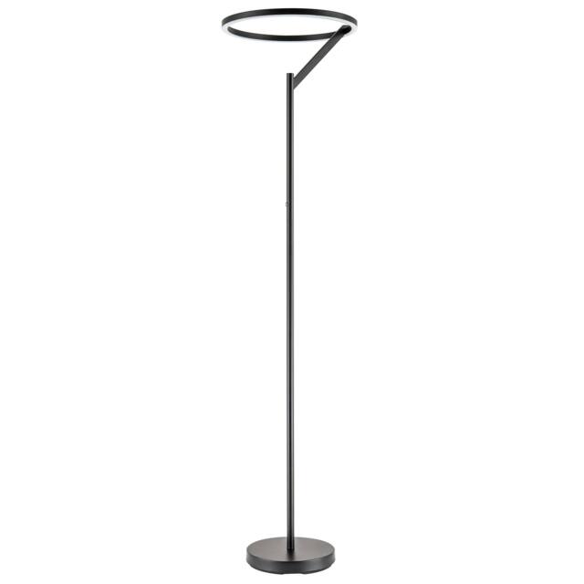 Rackhams Designer Floor Lamp in Matte Black with Large LED Halo Light Ring - image 1