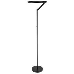 Rackhams Designer Floor Lamp in Matte Black with Large LED Halo Light Ring - thumbnail 5