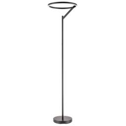 Rackhams Designer Floor Lamp in Matte Black with Large LED Halo Light Ring