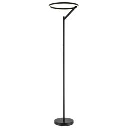 Rackhams Designer Floor Lamp in Matte Black with Large LED Halo Light Ring - thumbnail 2
