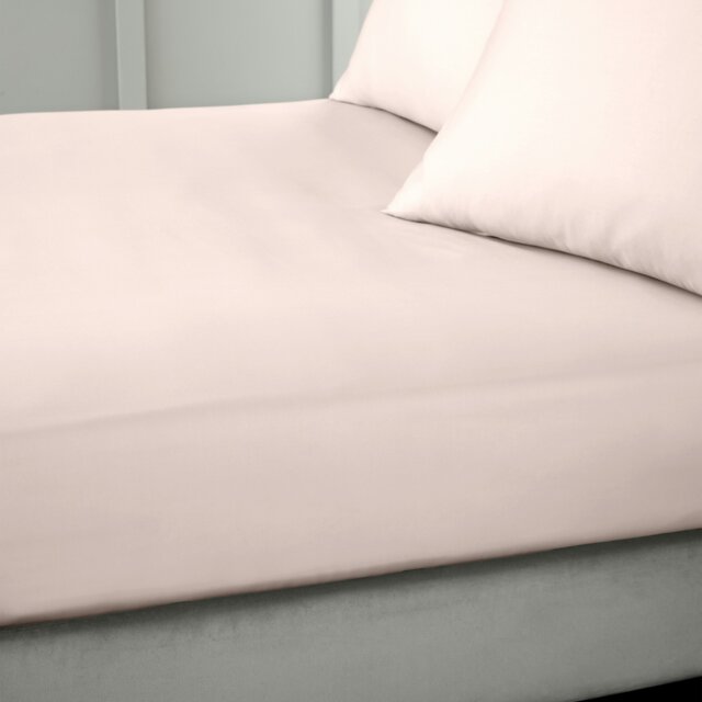 Rackhams 400 Thread Count Cotton Sateen Fitted Sheet - Pink - Super King - image 1