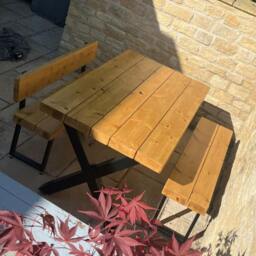 Rackhams Chunky Outdoor Bench with Back - 130 - thumbnail 6