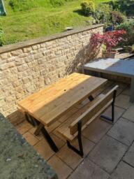 Rackhams Chunky Outdoor Bench with Back - 130 - thumbnail 2