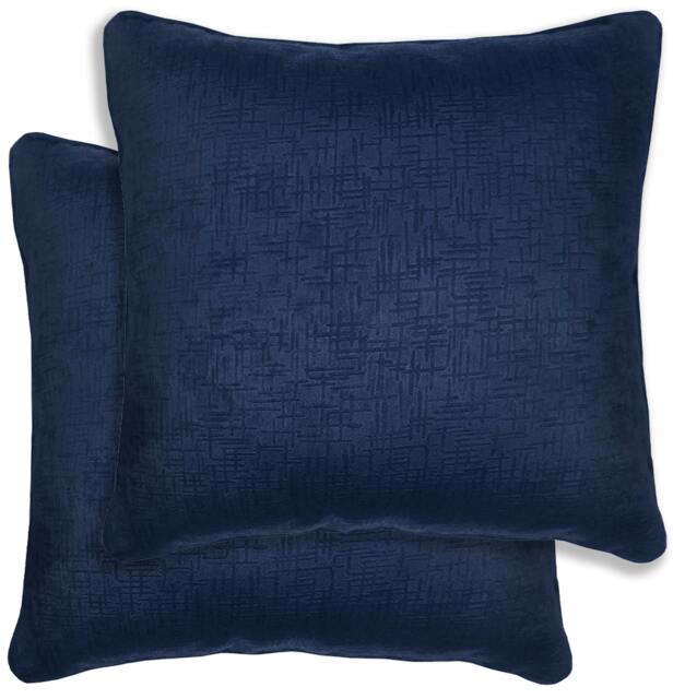 Rackhams Pair of Vogue Textured Double Sided Zip Opening Piped Edge Cushion Covers - 43x43cm - Cases Only - Navy - image 1