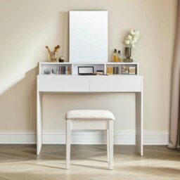 Rackhams 2 Drawer Dressing Table With Mirror White - thumbnail 2