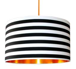 "Rackhams Circus Stripe Monochrome Lampshade With Copper Foil Lining - 25cm Diameter x 25cm Height / (10"" x 10"")" - thumbnail 2