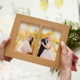 "Rackhams Solid Oak Double Picture Frame - Twin Aperture for 6x4"" or 7x5"" Prints - For 7""x5"" photos + Prints" - thumbnail 4