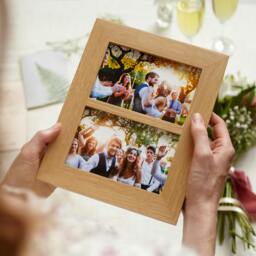 "Rackhams Solid Oak Double Picture Frame - Twin Aperture for 6x4"" or 7x5"" Prints - For 7""x5"" photos + Prints" - thumbnail 3