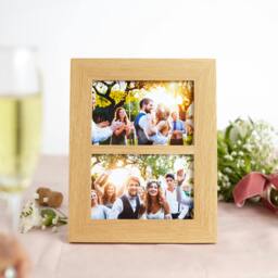 "Rackhams Solid Oak Double Picture Frame - Twin Aperture for 6x4"" or 7x5"" Prints - For 7""x5"" photos + Prints" - thumbnail 2
