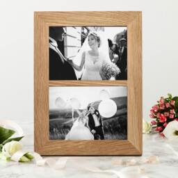 "Rackhams Solid Oak Double Picture Frame - Twin Aperture for 6x4"" or 7x5"" Prints - For 7""x5"" photos + Prints" - thumbnail 6