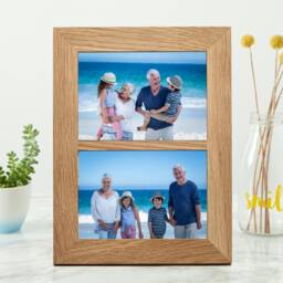 "Rackhams Solid Oak Double Picture Frame - Twin Aperture for 6x4"" or 7x5"" Prints - For 7""x5"" photos + Prints" - thumbnail 5