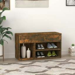 Rackhams Shoe Bench Smoked Oak 80x30x45 cm Engineered Wood - thumbnail 4