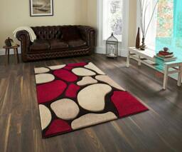 Rackhams Stone Carved Rug - Brown Red - Brown Red - 160cm x 230cm (5.2ft x 7.5ft)