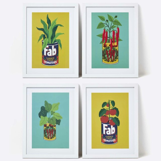 Rackhams Set of 4 Colourful Tinned Plants Wall Art - image 1