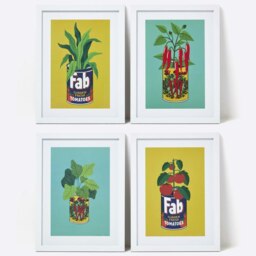 Rackhams Set of 4 Colourful Tinned Plants Wall Art - thumbnail 1