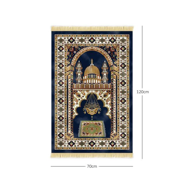 Rackhams Velvet Prayer Mat - Blue and Green - Blue - image 1