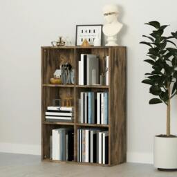 Rackhams Six-Cube Bookcase - Rustic Brown Wood Effect - thumbnail 2