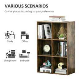 Rackhams Six-Cube Bookcase - Rustic Brown Wood Effect - thumbnail 6