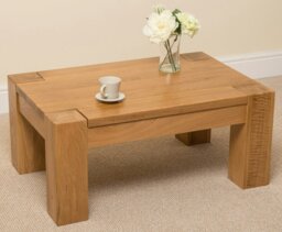 Rackhams Kuba Chunky Oak Coffee Table for Living Room - 90cm - Brown