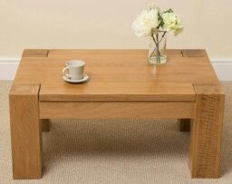Rackhams Kuba Chunky Oak Coffee Table for Living Room - 90cm - Brown - thumbnail 3