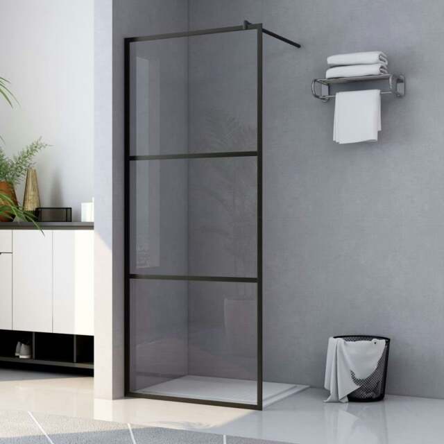 Rackhams Walk-in Shower Wall with Clear ESG Glass Black 115x195 cm
