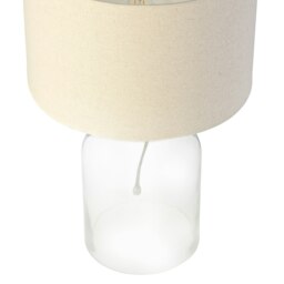Rackhams Contemporary Elegant Table Lamp with Clear Glass Base and Oatmeal Linen Shade - thumbnail 3