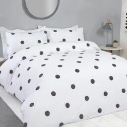 Rackhams Luxury Hotel Quality Tufted Circles Duvet Cover with Pillowcases - White - King (220cm x 230cm) - thumbnail 1