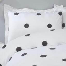 Rackhams Luxury Hotel Quality Tufted Circles Duvet Cover with Pillowcases - White - King (220cm x 230cm) - thumbnail 3