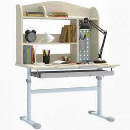 Rackhams Kids Desk, Study Desk for Kids Height Adjustable with Tilt-Desktop - Natural wood finish - thumbnail 3