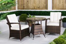 Rackhams Arizona Rattan Garden Bistro Set Patio Table and Chairs - 1 - Grey - thumbnail 5