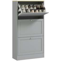 Rackhams Narrow Shoe Cabinet with 3 Flip Drawers for 12-18 Pairs of Shoes Grey - thumbnail 2