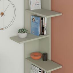 Rackhams Saso Modern Corner Bookcase Display Unit Medium 141(H)cm - Ash Green