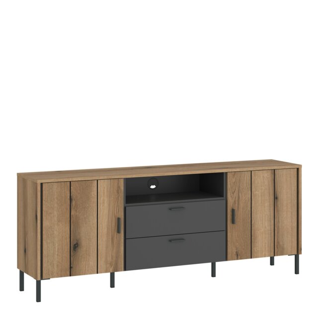 Rackhams Arundel TV Cabinet 2 Door 2 Drawer 158cm Wide in Oak/Grey - 1 - image 1