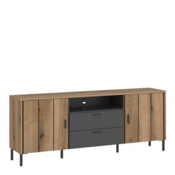 Rackhams Arundel TV Cabinet 2 Door 2 Drawer 158cm Wide in Oak/Grey - 1