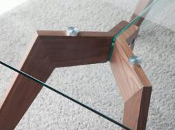 Rackhams Rectangular tempered glass and walnut dining table 1031 - thumbnail 5