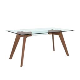 Rackhams Rectangular tempered glass and walnut dining table 1031 - thumbnail 2
