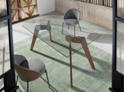 Rackhams Rectangular tempered glass and walnut dining table 1031 - thumbnail 1