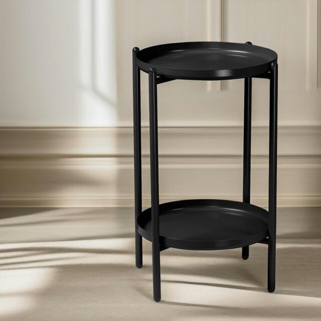 Rackhams 2 Tier Round Metal Coffee Table Black - image 1