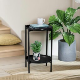 Rackhams 2 Tier Round Metal Coffee Table Black - thumbnail 3