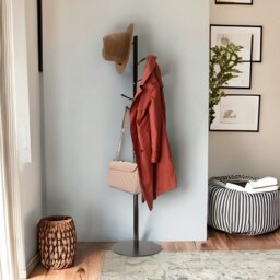 Rackhams Adjustable Metal Coat Stand With 8 Hooks Black - thumbnail 2