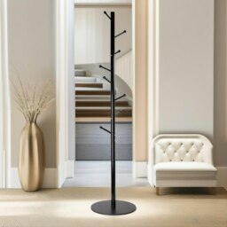 Rackhams Adjustable Metal Coat Stand With 8 Hooks Black - thumbnail 5