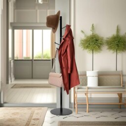 Rackhams Adjustable Metal Coat Stand With 8 Hooks Black - thumbnail 4
