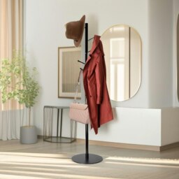 Rackhams Adjustable Metal Coat Stand With 8 Hooks Black - thumbnail 3
