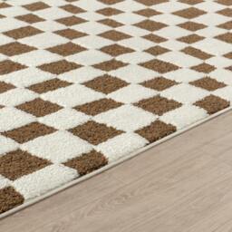 Rackhams Freud-Modern Ivory Brown High Pile Checkered Rug - 140 x 200 cm - thumbnail 3