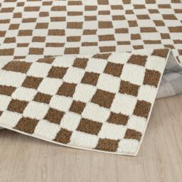 Rackhams Freud-Modern Ivory Brown High Pile Checkered Rug - 140 x 200 cm - thumbnail 4