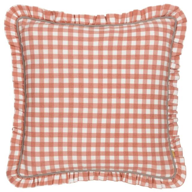 Rackhams Maude Reversible Gingham Cushion Cover - Rose - 45cm x 45cm - Rose - 100% Cotton - image 1